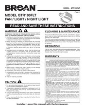Broan QTR100FLT Manual Del Usuario