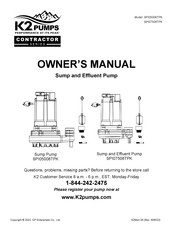 K2 Pumps CONTRACTOR SPI07508TPK Manual Del Propietário