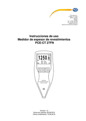 PCE Instruments CT 27FN Instrucciones De Uso