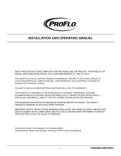 PROFLO PFWPLUSA6036NWH Manual De Instalación Y Operación