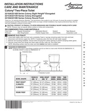 American Standard Colony 221CA Serie Manual De Instalación, Cuidado Y Utilización