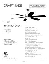 Craftmade Hogan HGN54 Guia De Instalacion