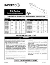 Indeeco 918IR-9024-W Instrucciones De Instalación, Operación Y Mantenimiento