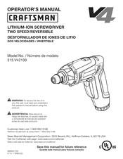 Craftsman 315.V42100 Manual Del Operador