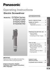 Panasonic EYSDA218XD Manual De Instrucciones