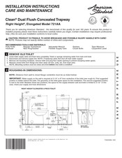 American Standard Clean 721AA Instrucciones De Instalación Cuidado Y Mantenimiento