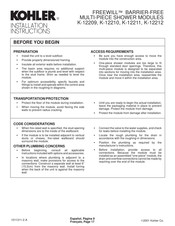 Kohler FREEWILL K-12212-N-0 Instrucciones De Instalación