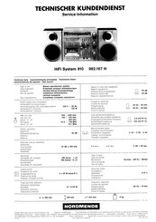 Nordmende 910 Instrucciones De Servicio