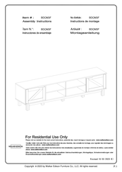 Walker Edison BDOM3F Instrucciones De Ensamblaje