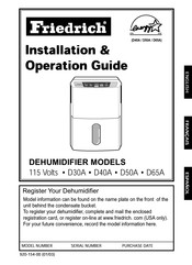 Friedrich D50A Manual De Instalación Y Operación