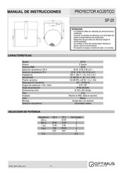 Optimus SP-20 Manual De Instrucciones