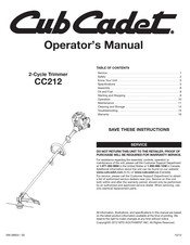 MTD Cub Cadet CC212 Manual Del Operador