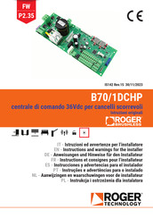 Roger Technology B70/1DCHP Instrucciones Y Advertencias Para El Instalador