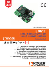 Roger Technology B70/1T Instrucciones Y Advertencias Para El Instalador