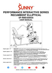 Sunny Health & Fitness PERFORMANCE INTERACTIVE Serie Manual Del Usuario