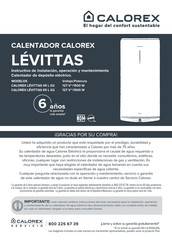 Calorex LEVITTAS 45 L G2 Instructivo De Instalación, Operación Y Mantenimiento