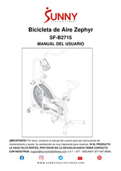 Sunny Health & Fitness Zephyr Manual Del Usuario