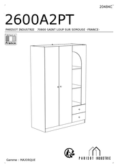 Parisot Industrie MAJORQUE 2600A2PT Manual Del Usuario