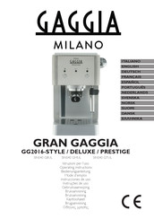 Gaggia Milano GRAN GAGGIA GG2016-STYLE SIN040 GBUL Manual Del Usuario