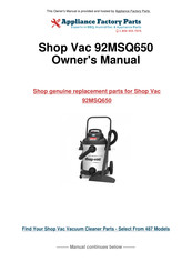 Shop-Vac 87M Serie Manual Del Usuario