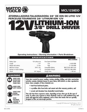 Matco Tools MCL1238DD Manual De Instrucciones