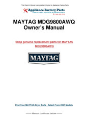 Maytag Neptune MDG9800AWQ Guía De Uso Y Cuidado