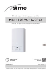 Sime MINI 14 OF VA Manual De Uso, Instalación Y Mantenimiento