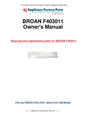 Broan F403011 Manual Del Usuario