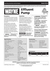 Wayne Water Systems EFL33 Manual De Instrucciones De Operación Y Piezas