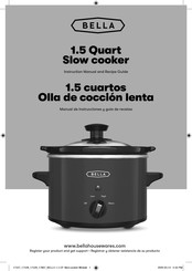 Bella 1.5 cuartos Olla de coccion lenta Manual De Instrucciones Y Guía De Recetas