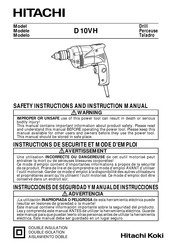 Hitachi Koki D 10VH Instrucciones De Seguridad Y Manual De Instrucciones