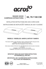 Acros AH8510 Instrucciones De Instalación Y Manual De Uso Y Cuidado