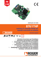 Roger Technology ROGER BRUSHLESS TW110/1000/HS Instrucciones Y Advertencias Para El Instalador