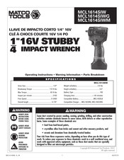 Matco Tools MCL1614SIWM Instrucciones De Operación