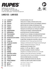 Rupes LHR21ES Traduccion Del Manual De Instrucciones Originale