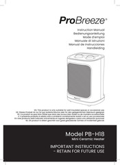 ProBreeze PB-H18 Manual De Instrucciones