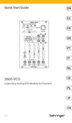 Behringer 2600-VCO Guia De Inicio Rapido