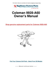 Coleman 9928-A60 Manual De Uso, Cuidado Y Ensamblaje