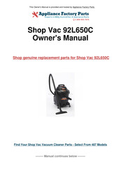 Shop-Vac 587 Serie Manual Del Usuario