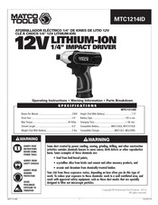 Matco Tools MTC1214ID Instrucciones De Operación