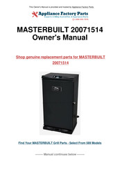 Masterbuilt 20071514 Manual Del Usuario