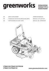 GreenWorks MZ608 Manual Del Operador