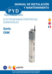 PYD Electrobombas ONK Serie Manual De Instalación Y Mantenimiento