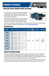 Franklin Electric VersaJet FVJ05CI-P Manual Del Propietário