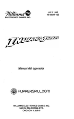 Williams Electronic Games INDIANA JONES Manual Del Operador