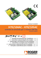 Roger Technology H70/104AC Instrucciones Y Advertencias Para El Instalador