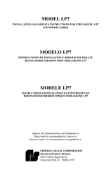 Federal Signal STREAMLINE LP7 Instrucciones De Instalación