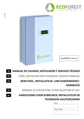 ECOFOREST ecoSMART e-source Manual Deusuario, Instalador Y Servicio Técnico