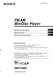 Sony MDX-F5800 Manual De Instrucciones