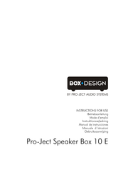 Pro-Ject Audio Systems Speaker Box 10 E Manual De Instrucciones